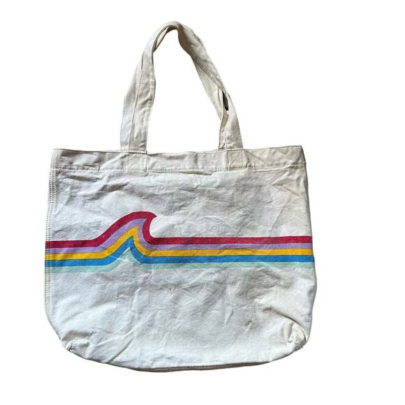 Madewell Insider Canvas Tote With Rainbow Wave‎ 19.5" x 16.75" - Picture 1 of 10